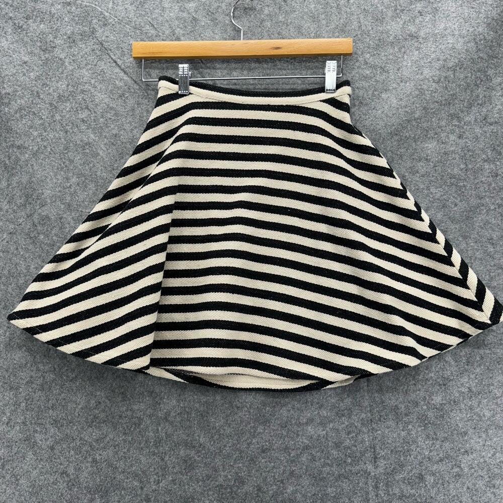 Greylin Anthropologie Womens Mini Skater Skirt Size 0 Black Twill Stripe Retro - Picture 5 of 14